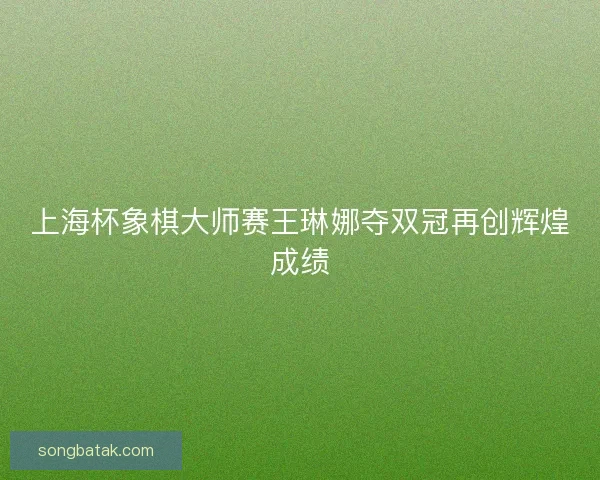 上海杯象棋大师赛王琳娜夺双冠再创辉煌成绩