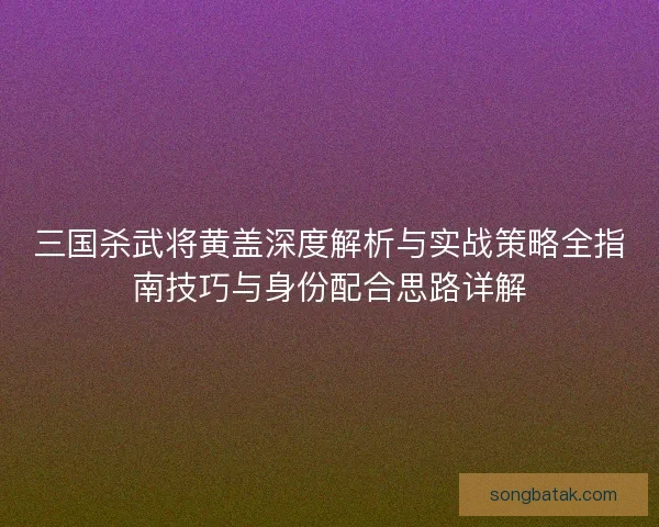 三国杀武将黄盖深度解析与实战策略全指南技巧与身份配合思路详解